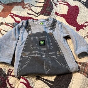 John Deere Gray Baby Outfit with Overalls Design